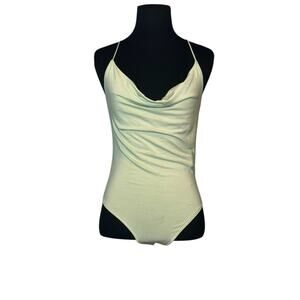Abercrombie & Fitch sage green cowl neck tank bodysuit size small